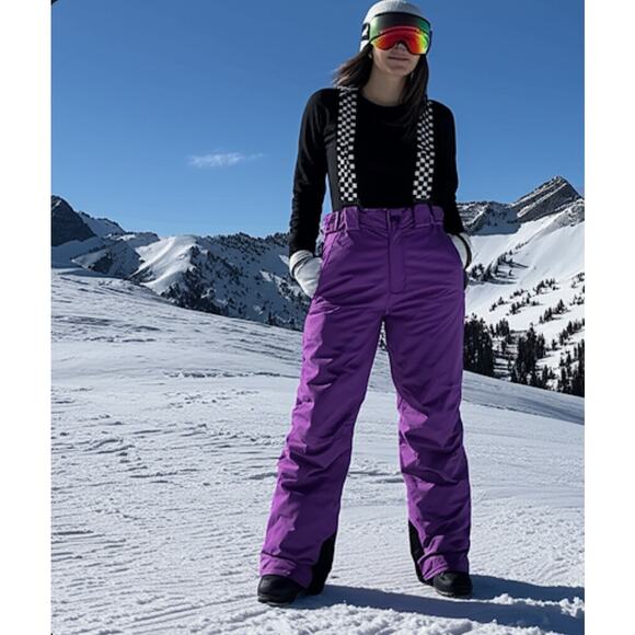 SMN Smaining Purple Mountain Highland Winter Suspender Bibs Snow Pants Sz XS - Picture 1 of 16